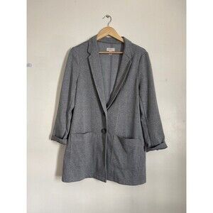 LOFT Gray Longline Blazer Jacket